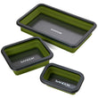 Collapsible Magnetic Parts Tray Set - 3 Different Size Tool Trays for Screw, Bolts, Nuts, Washers, Pins and Other Small Metal Parts, Mechanic Tool Gifts for Men - Olive Green