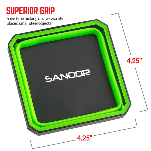 SANDOR Collapsible Magnetic Parts Tray Set - (Pack of 3) Tool Trays for Screw, Bolts, Nuts, Washers, Pins and Other Small Metal Parts - 4.25 Inch Square - Red, Blue, and Green