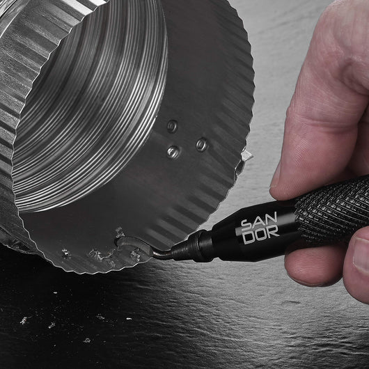 Deburring Tool with Blade - Rotary Shaft and 10 High-Speed Steel Burr Blades and Zipper Storage Case - Machinist Tool for Metal, Aluminum, Copper, Plastic Pipe, 3D Printing, Brass, Black